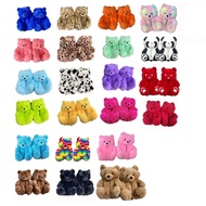 [NEW EXPRESS] Teddy Bear Slippers Floor Home Plush Thickened Cotton Thermal Shoes Cartoon for Men and Women Are Interesting Windproof