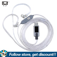 KZ สายเคเบิลอัปเกรดชุบเงินไมโครโฟนคู่ M2พร้อมชิปเซ็ต DAC ถอดรหัสประเภท-C EQ สายหูฟังจับเสียงธรรมชาติ