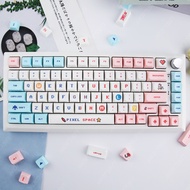 QAZWS 124คีย์ Pixel Wars แป้นพิมพ์สีชมพูน่ารัก XDA Keycap PBT กุญแจหมวกแก็ปสำหรับแป้นพิมพ์สวิตช์ MX 