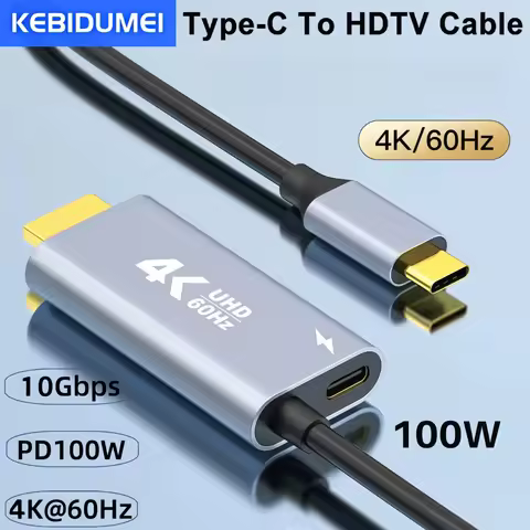 1.8M USB C to HDMI-compatible 4K 30Hz/60Hz Type C Video Cable with PD 100W Charging for Display Swit