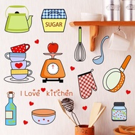 Wall Stickers Cartoon Cabinet Kitchen Refrigerator Restaurant Self-Adhesive Tile Decorative