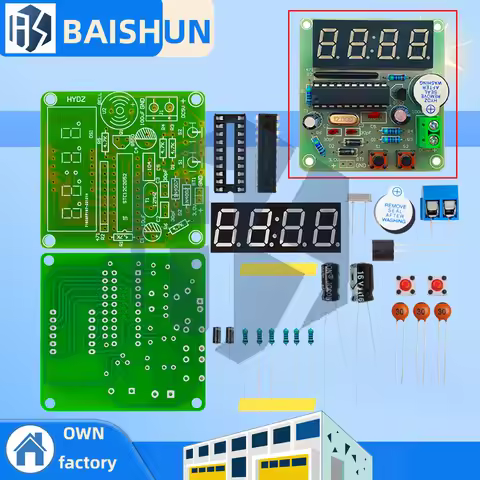 ‌AT89C2051-24PU 8051 Microcontroller LED Clock Kit – 4-Digit 7-Segment DIY Soldering Project with DS