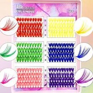 240pcs 10-16mm Colored Eyelash Clusters, DIY Eyelash Extension, 0.07D-10-16MIX Colored Eyelash Clust
