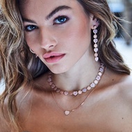 APM Monaco Pink Mother-Oyster Love Heart Dangling Temperament Silver Earrings Female Design Feel