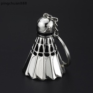 pingchuan888 Metal Badminton Keychain Simulation 3D Badminton Pendant Gymnasium Sport Pendant Nice