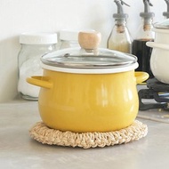 日本霜山 雙耳琺瑯油炸鍋(附玻璃蓋)-16cm-多色可選