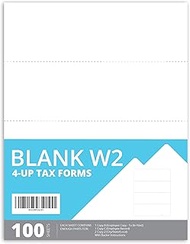 Blank 2020 W2 4 Up Horizontal Tax Forms, 100 Employee Forms, Designed for QuickBooks and Accounting 