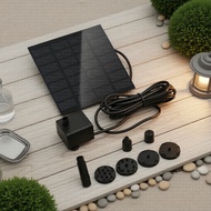 Solar Fountain Pump w/ Panel 11/15.5cm, 8 Nozzles for Garden Irrigation