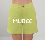 MUDEE กางเกงขาสั้นลินิน สีเขียวใบตอง Luxe Linen Shorts -Green