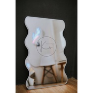 Aesthetic mirror aesthetic standing mirror/ wavy irregular wall glass/ room decoration/