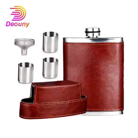 Leather Hip Flask A Bottle Of Whiskey Original Pockets Liquor Patches Groomsman Gifts 8OZ Flask For 