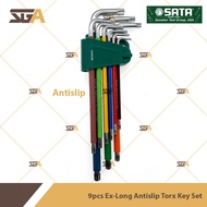 SATA 9pcs Extra Long Anti-Slip Tamper-Proof Colourful Torx Hex Key Set (09702CH)