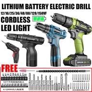 Syezyo Electric Drill Brushless Cordless Drill Multifunctional Tool set with Rechargeable Lithium Battery Household