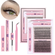 ENRON DIARY Eyelash Enhancement Set - 280 Cluster Eyelashes 30D Mixed Curl, with glue, sealant, appl