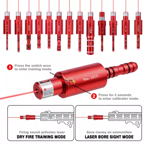 9mm 38SPL .177 22LR 308win 30-06 .25 .27 7mm 45ACP 223rem 7.62x39 22 LR 12GA Dry Fire Laser Training