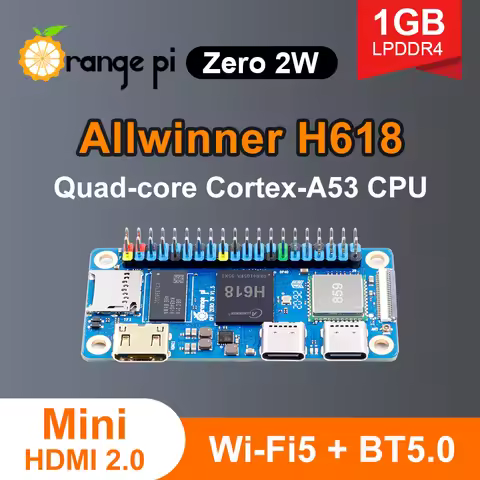 Orange Pi Zero 2 W 1GB LPDDR4 Mini PC Allwinner H618 OPi Zero 2W Single Board Computer