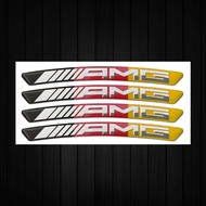 4 PCS 3D Logo AMG Hub Edge Aluminum Sticker Tape Protector Car Decoration Electric Car Mercedes Benz