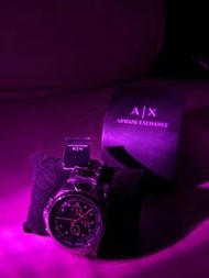 Armani Exchange 狂野賽道三眼計時運動腕錶-銀黑-AX2163