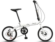 Fashionable Simplicity 6 Speed Foldable Bicycle with Comfort Saddle 16 Inch Folding Bike Low Step-Through Steel Frame Urban Riding and Commuting White