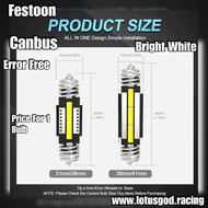 Super White Festoon C5W 7020 LED Bulb Adjustable Spring 31mm - 36mm | 39mm - 41mm Canbus No Error Ca