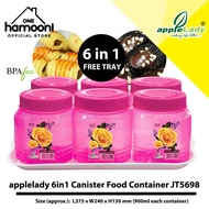 Applelady 6 in 1 Canister Food Container set/Food Jar/Round Container/Bekas Kuih Raya/Balang Kuih Raya