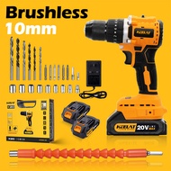 KEELAT 20V Brushless Drill impact driver electric drill With Hammer 2-Speed 3-Mode rechargeable Li-Ion with 2 Battery Cordless Impact Drill Screwdriver Hardware Repair Tool Set