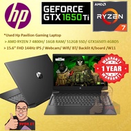#1372 *Used HP Pavilion Gaming 15 Purple Laptop AMD RYZEN 7 4800H 16GB RAM 512GB SSD NVIDIA GEFORCE GTX1650Ti 1 Yr