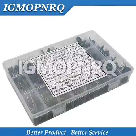 660PCS/lot 24Value Capacitor Kit 100V 2A221J To 2A474J Polyester Film Capacitor Assorted Kit 0.47nF