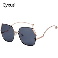 [ใหม่] Cyxus Original Designแว่นตากันแดดUV400 ป้องกันเลนส์ไม่สม่ำเสมอกรอบแว่นตาโลหะสำหรับผู้ชายผู้หญ