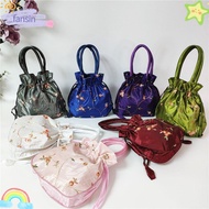 FANSIN Women Flower Handbags, Top Handle Ethnic Style Small Bucket Bag, Elegant Handmade Embroidered