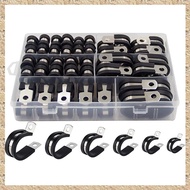 (KYSB) Cable Clamp Assortment Kit Stainless Steel Rubber Coated Automotive Wire Pipe Clamp