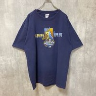 古著 MLB 世界大賽水手隊/紐約洋基隊短袖印花 T 卹，海軍藍，XL 碼