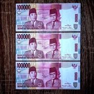 Uang kuno Soekarno 100.000 Rupiah 2004 non bintik 100000 Sukarno Gress