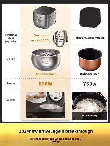 220V rice cooker 0 coating suitable for 316L household multi-function cooking DS