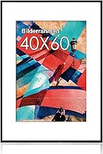 Picture Frame 40 x 60 cm Black Aluminium Thin Poster Frame Puzzle Frame with Paper Mount 30 x 45 cm 