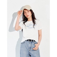 Maijia Shopping Mall Summer Commuter Minimalist Beige Letter Print T-Shirt - Women's Short Sleeve 4H