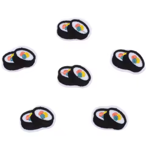 20pcs/lot Embroidered Mini Sushi Patches Iron On Cartoon Foods Small Stickers Clothing Garments Patc