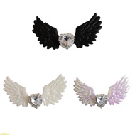 PLM Angel Wing Barrettes Crystal Heart Hair Clip Wing Hair Clip Y2k Punk Side Clip