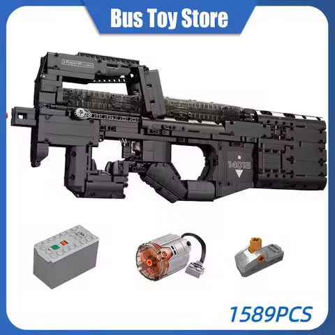 Ww2 Military Technical Gun Building Blocks for Kids P90 Submachine Gun Model Toys Mould King MOC Bri