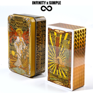 Golden Art Nouveau Tarot Deck in A Tin A 78-Card Deck with Guidebook Gilded Gold Tarot Card Game