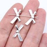 20pcs/bag 20x12mm (0.79x0.47inch) Antique Silver Color Bow Bead Charms Pendant For DIY Jewelry Makin