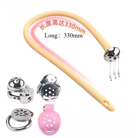 2.0Latex Catheter, Eyebar, Chastity Lock Accessory, Extra Long 350mm Eyebar, Detachable Showerhead, 