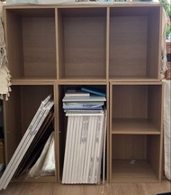 木色儲物櫃 組合櫃 書櫃 置物架
