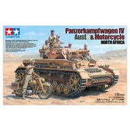TAMIYA 25208 1/35 GERMAN TANK PANZERKAMPFWAGEN IV AUSF.F & MOTORCYCLE SET "NORTH AFRICA"