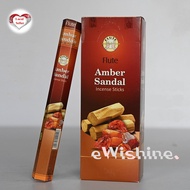1 Box of Flute Amber Sandal Indian Incense Joss Sticks (6 packets = 120 sticks)