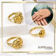 24K Gold Plated Ring Cincin Emas Rose Bunga Besar Adjustable Ring For Women Perempuan Rings Emas Korea &amp; Bangkok Cop 916
