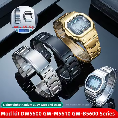 DW5600 Upgrade Titanium Alloy Case strap Mod kit For Casio G-SHOCK DW-5600E GW-B5600 GW-M5610 Metal 