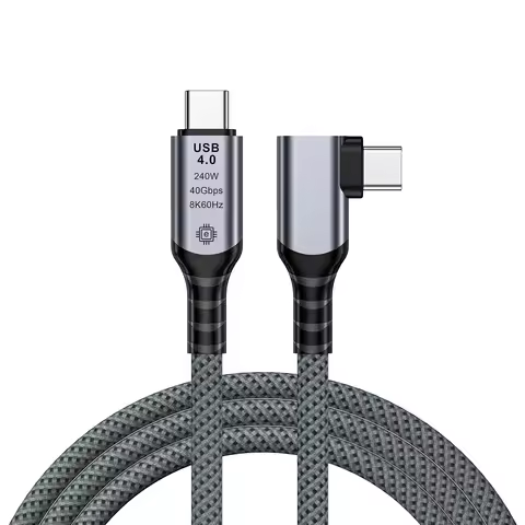 USB 4 Thunderbolt 4 Elbow USB Cable 40Gbps PD240W 5A 8K Type C Cable Data Transfer Fast Charging For
