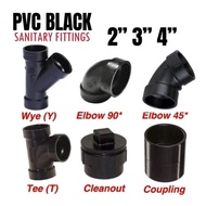 BLACK PVC TEE WYE REDUCER 2X2 3X3 4X4 3X2 3X4 2X4