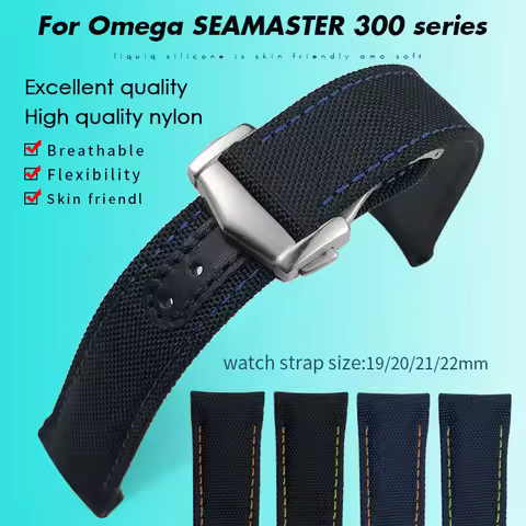 Curved End 19mm 20mm 21mm Nylon Watchband for Omega Seamaster 8900 Planet Ocean 600 AT150 Seiko SKX 